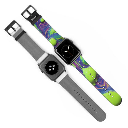 Surreales Acryl-Klecks-Muster – Leder-Apple-Watch-Armband