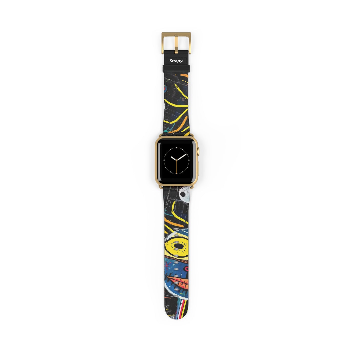 Style Basquiat humain abstrait - Bracelet/Bande Apple Watch en cuir