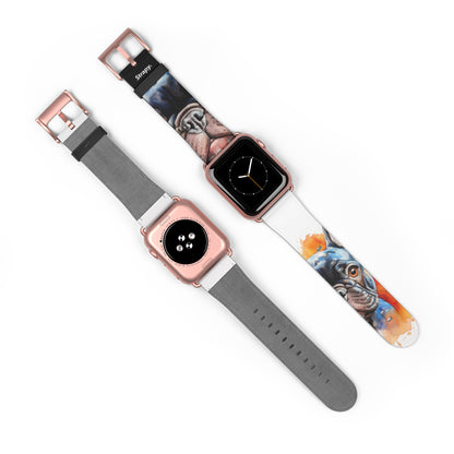 Aquarela French Bulldog Love - Bracelet/Bande Apple Watch en cuir