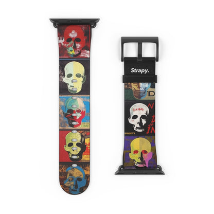 Art Pop Alec Monopoly Homage Head Skulls - Leather Apple Watch Strap/Band