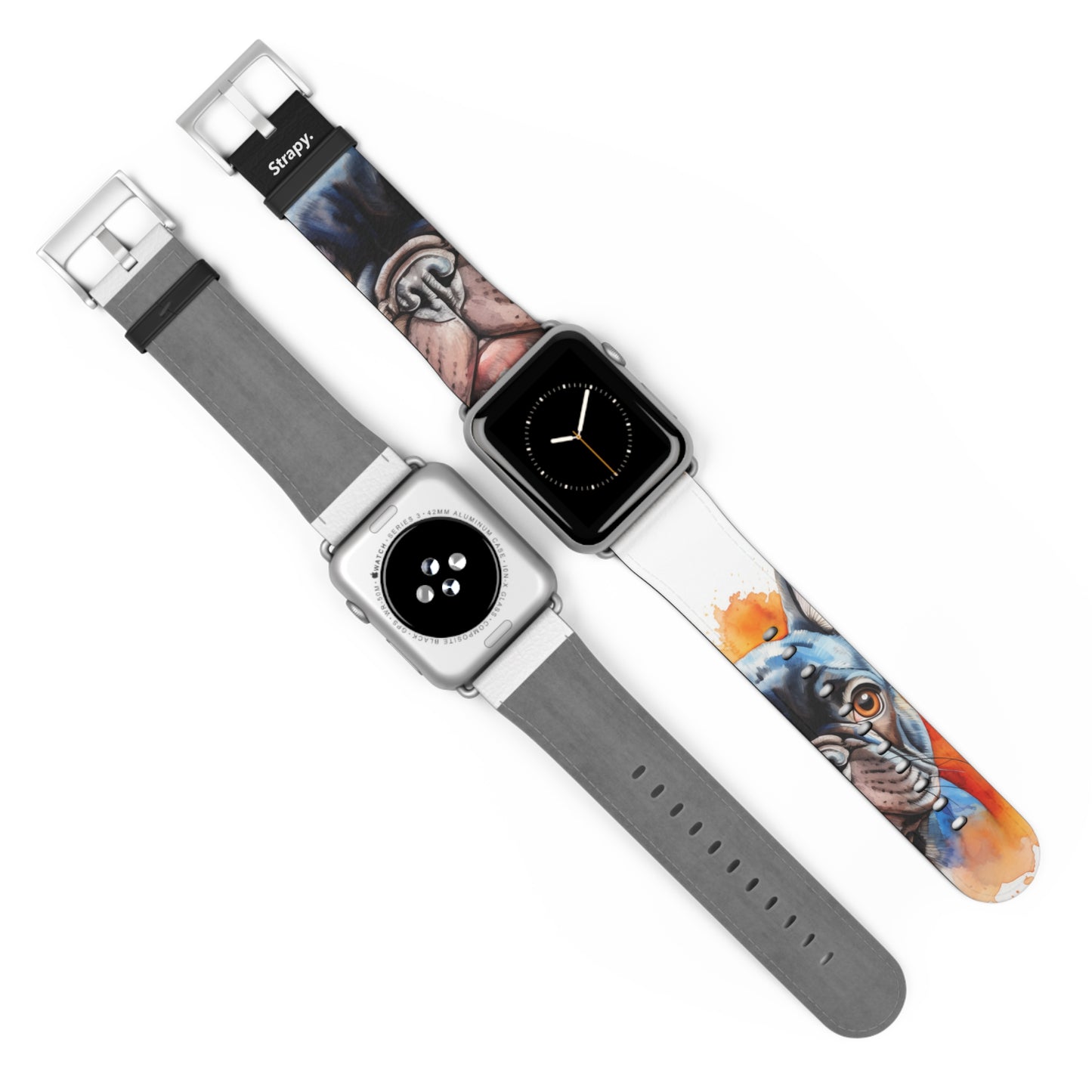 Aquarela French Bulldog Love - Bracelet/Bande Apple Watch en cuir