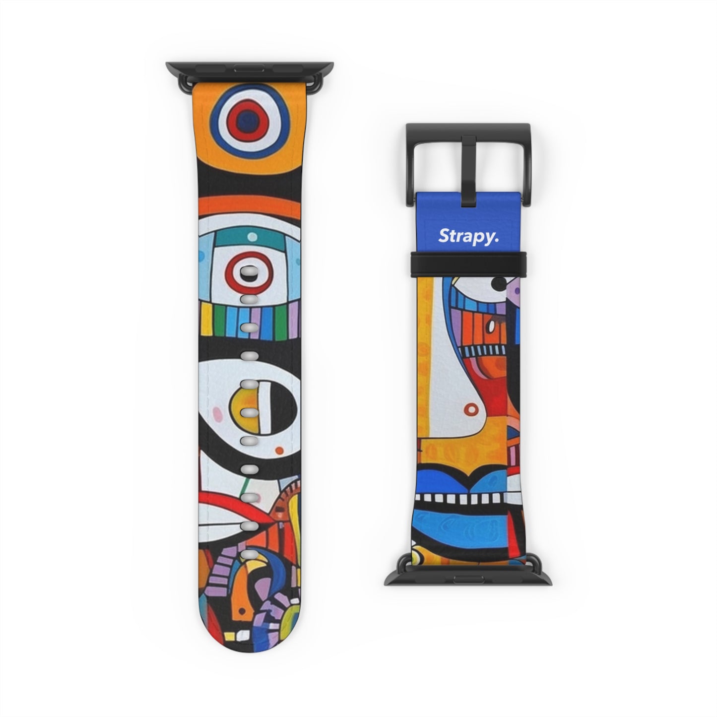 Abstract Eyes & Faces Picasso Style Pattern - Leather Apple Watch Strap/Band