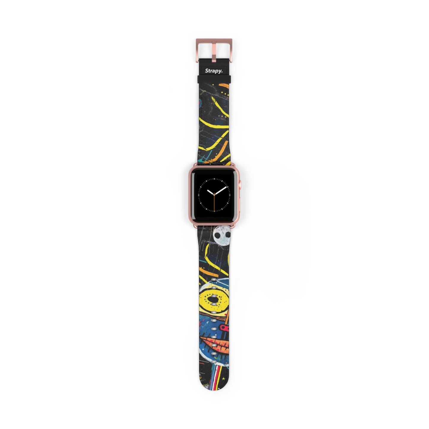 Abstrakter menschlicher Basquiat-Stil – Apple-Watch-Armband/Armband aus Leder