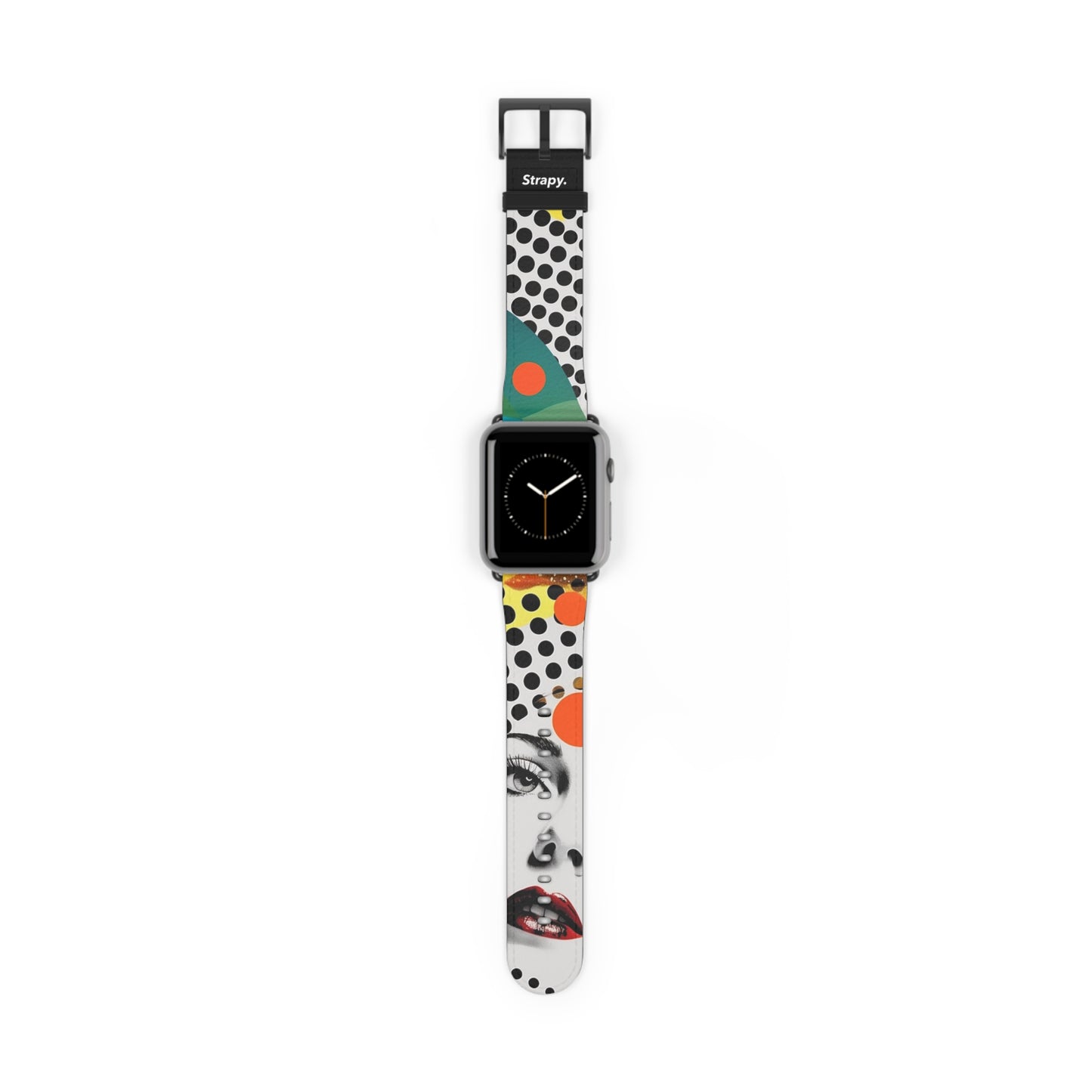 Abstract Comic Art Pop Women Polka Faces Pattern - Leather Apple Watch Strap/Band