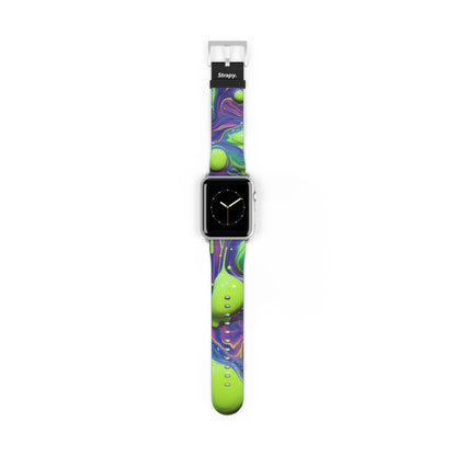 Surreales Acryl-Klecks-Muster – Leder-Apple-Watch-Armband