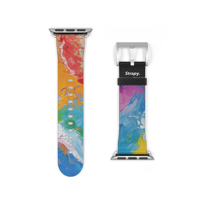 Rainbow Pride Contemporary Acrylic Abstract Pattern Leather Apple Watch Band