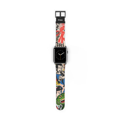 Art Pop Japanisches Cartoon-TV – Apple Watch Armband/Band aus Leder