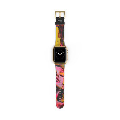 Art Pop Françoise Nielly Hommage Schließen Sie Ihre Augen – Apple Watch Armband/Band aus Leder