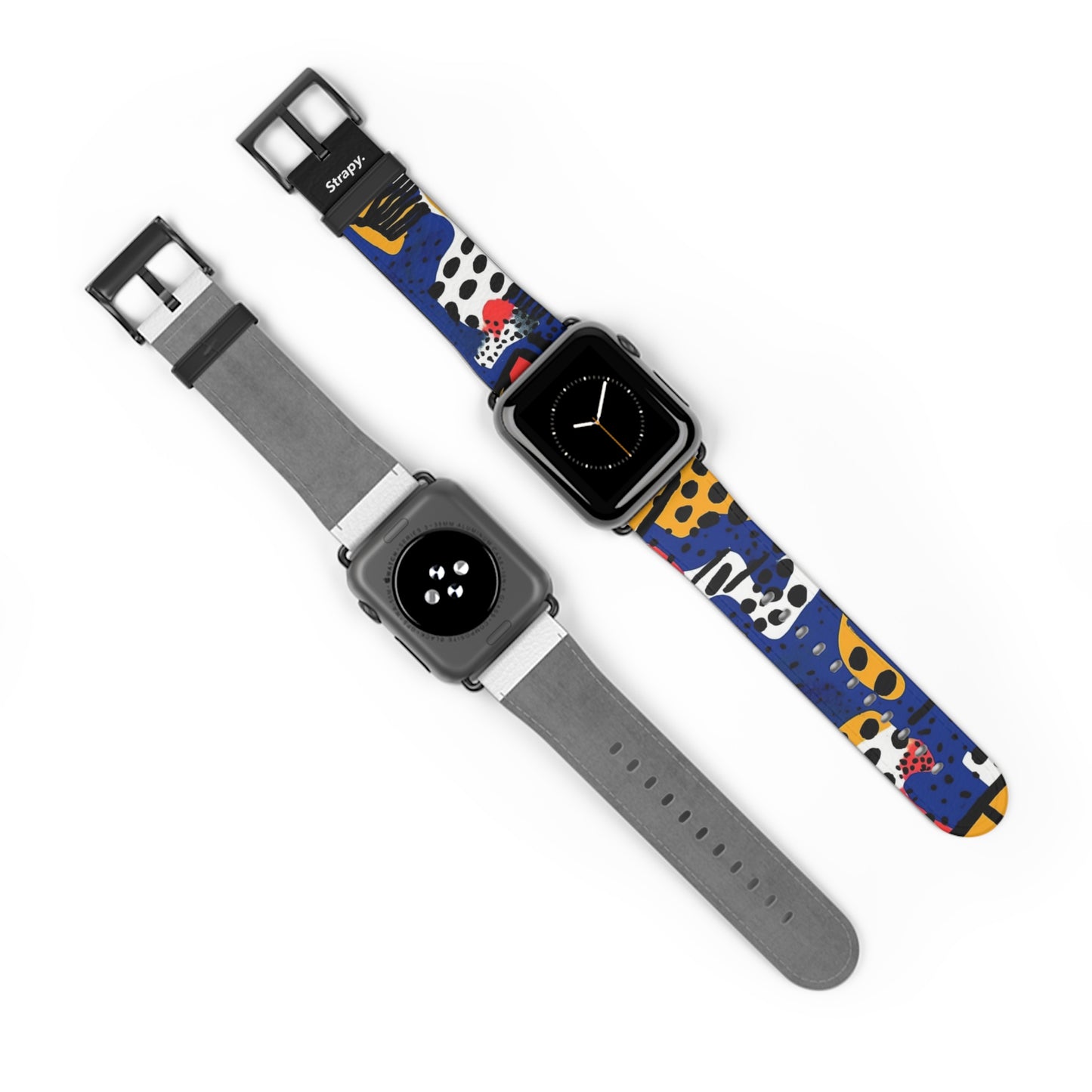 Motif abstrait de style Picasso zèbres et léopards - Bracelet/Bande Apple Watch en cuir