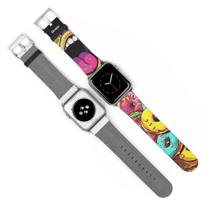 Art Pop Tasty Donuts - Bracelet/Bande Apple Watch en cuir