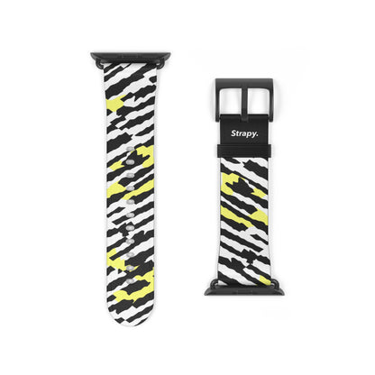 Digital Zebra Leopard Abstact Pattern Leather Apple Watch Band