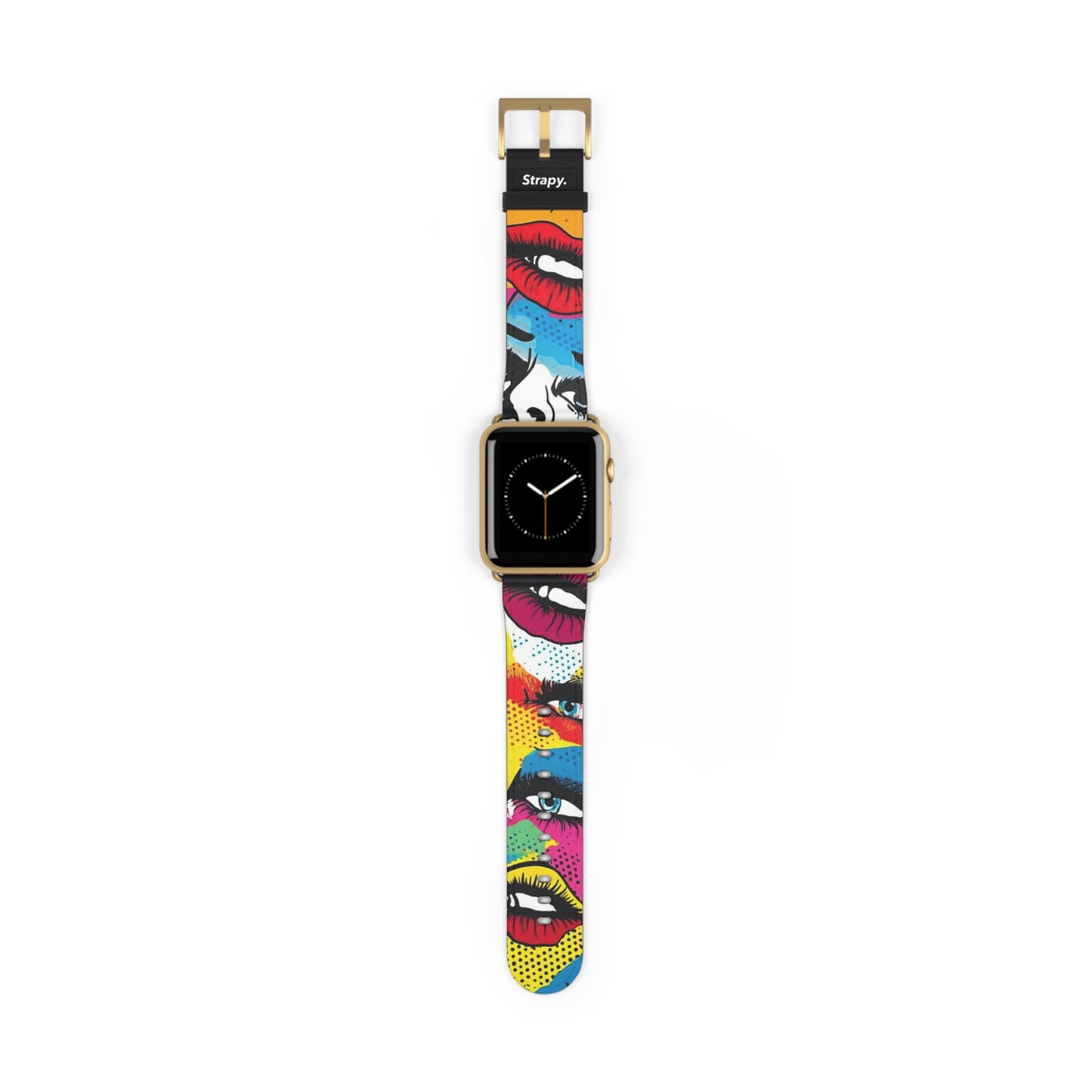 Comic-Art-Pop-Frauengesichter-Muster – Apple-Watch-Armband/Armband aus Leder