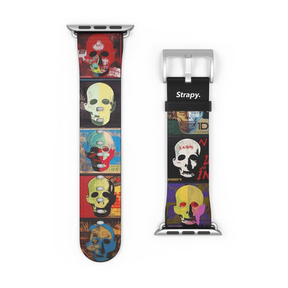 Art Pop Alec Monopoly Homage Head Skulls – Apple Watch Armband/Band aus Leder