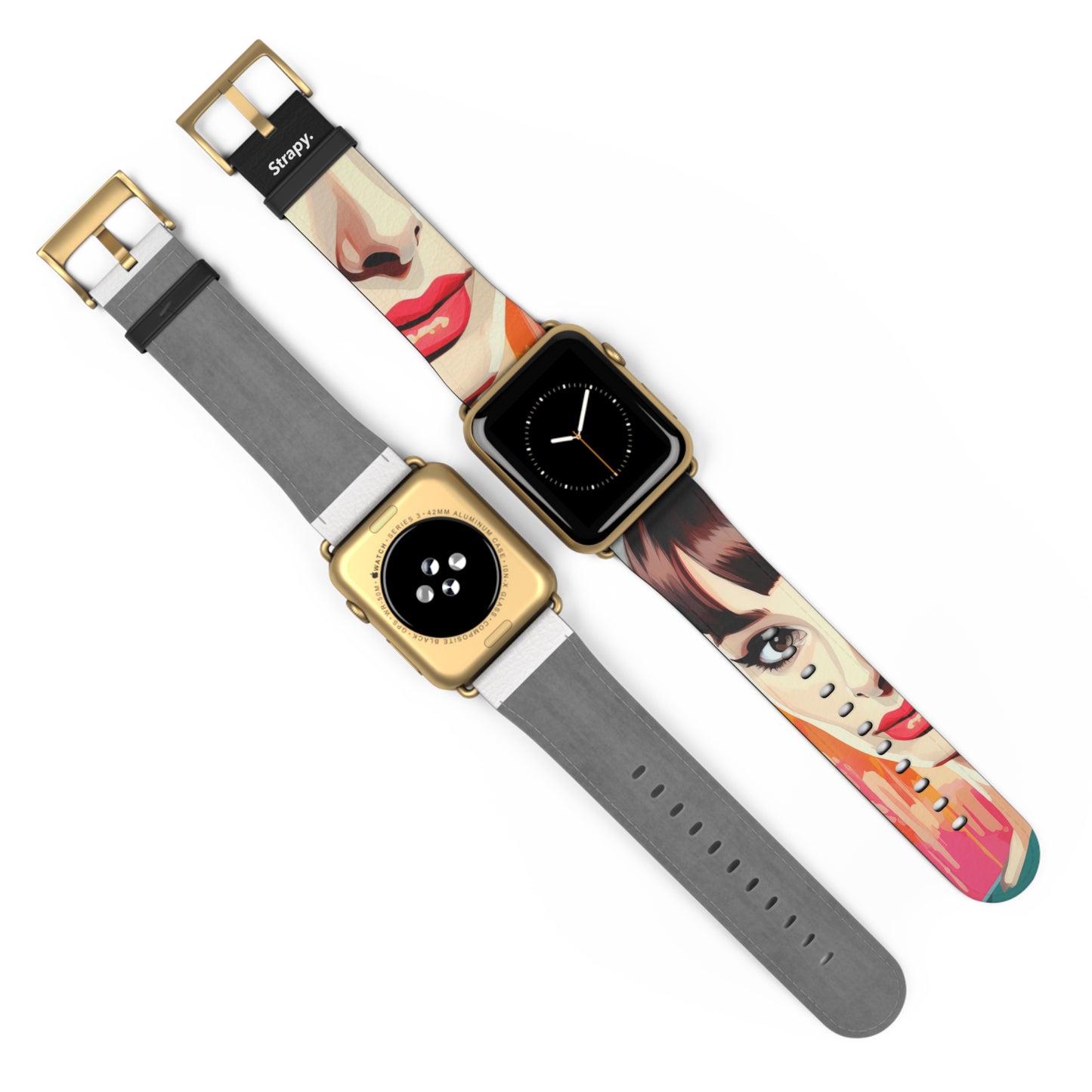 Art Pop Audrey Hepburn – Apple Watch Armband/Band aus Leder