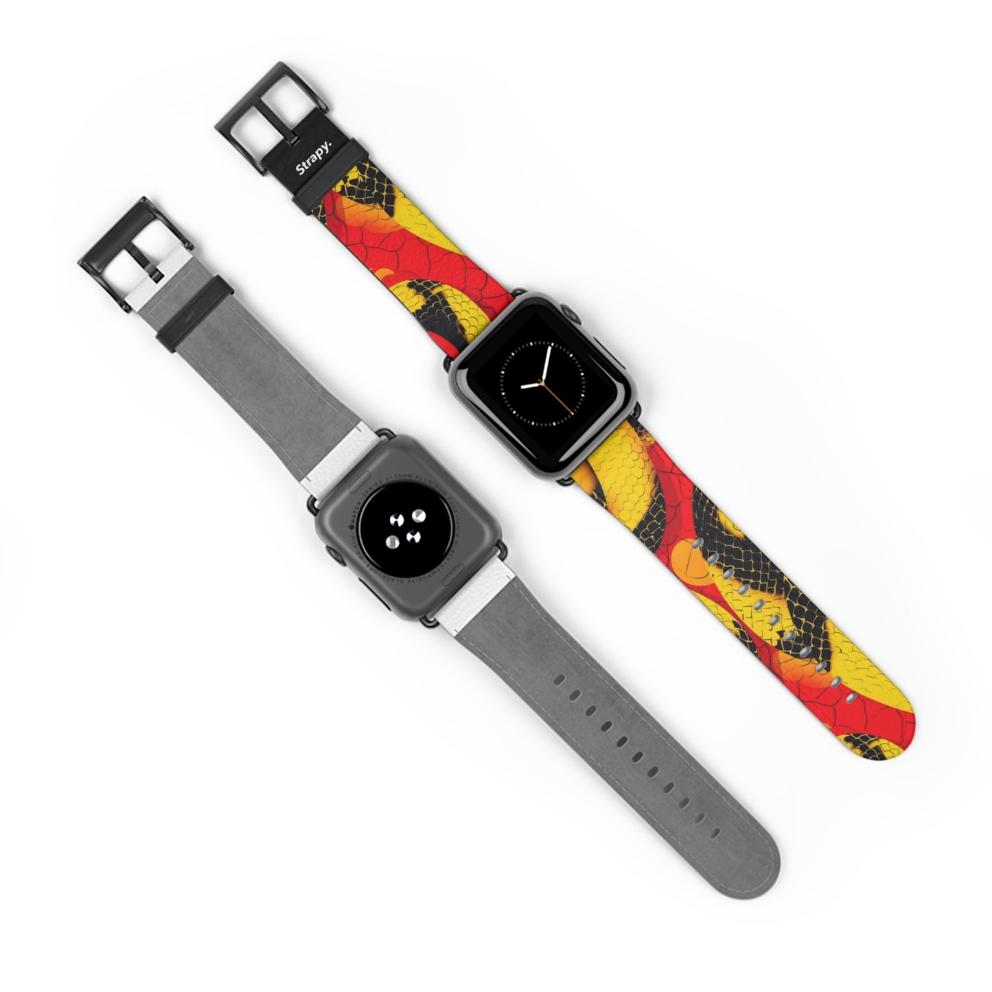 Surreal Art Pop Fire Snake Pattern – Apple Watch Armband/Band aus Leder