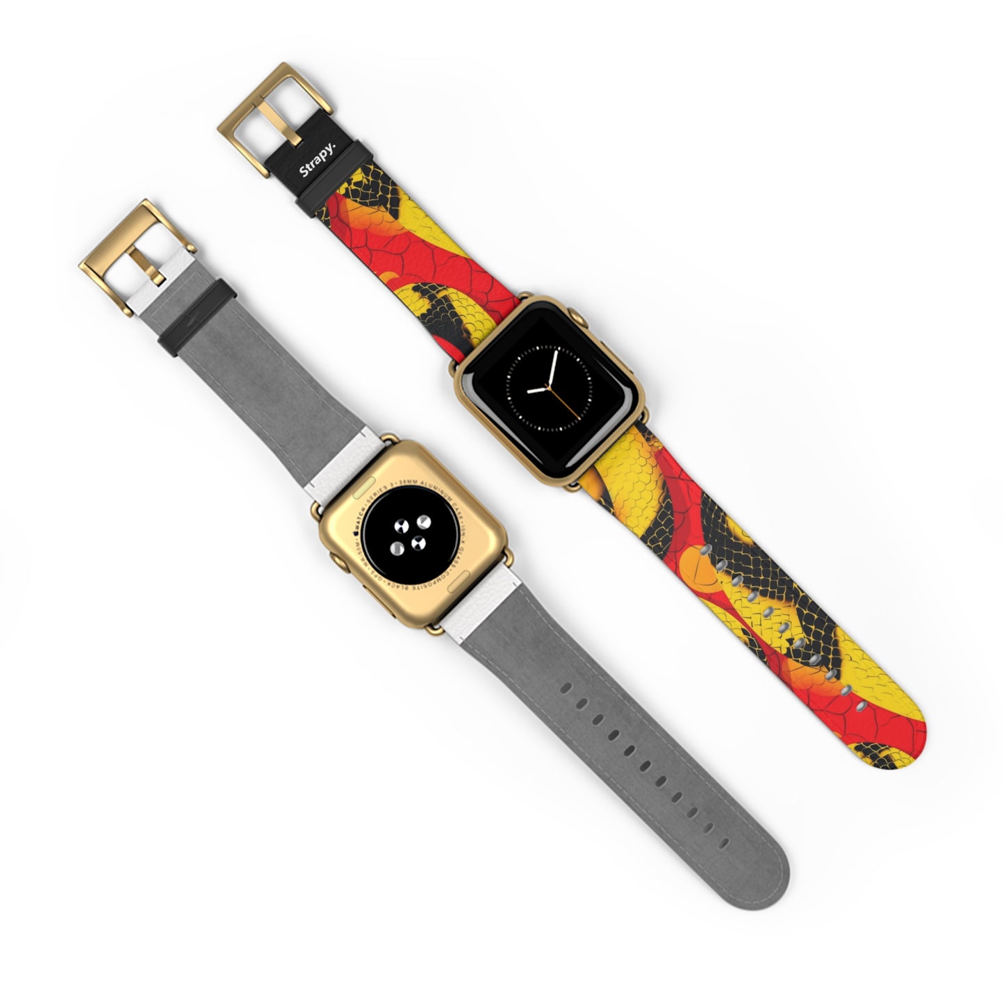 Surreal Art Pop Fire Snake Pattern – Apple Watch Armband/Band aus Leder