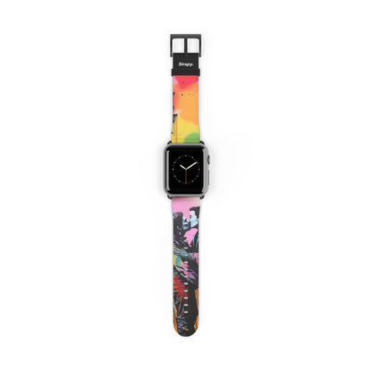 Stencil Love is Love (He/Him/They) Pride - Leather Apple Watch Strap/Band