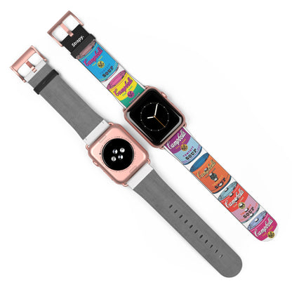 Art Pop Andy Warhol Stlye Suppenmuster – Apple Watch Armband/Band aus Leder