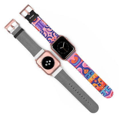 Motif de créatures pop d'art abstrait - Bracelet/Bande Apple Watch en cuir