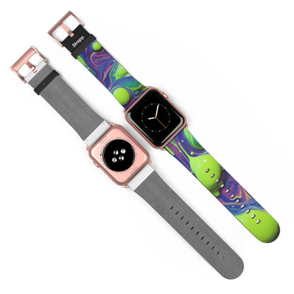 Surreal Acrylic Blobs Pattern - Leather Apple Watch Strap/Band