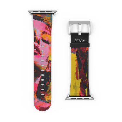 Art Pop Françoise Nielly Hommage Schließen Sie Ihre Augen – Apple Watch Armband/Band aus Leder