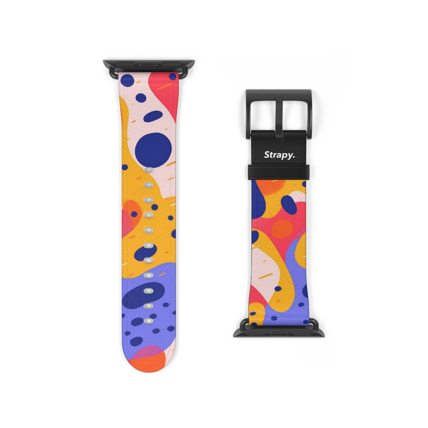 Abstract Art Pop Leopard Polka Dots Pattern - Leather Apple Watch Strap/Band