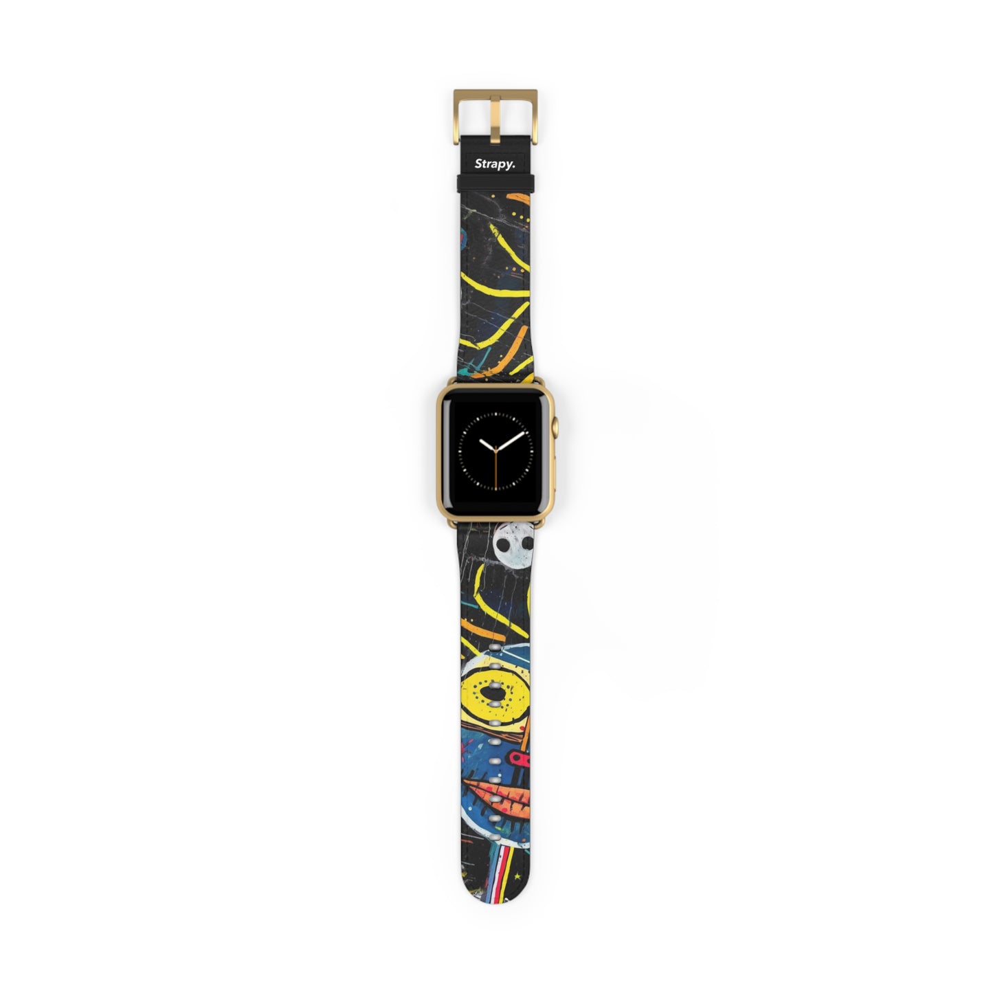 Style Basquiat humain abstrait - Bracelet/Bande Apple Watch en cuir