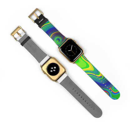 Surreal Wavy Heatmap Pattern Leather Apple Watch Band