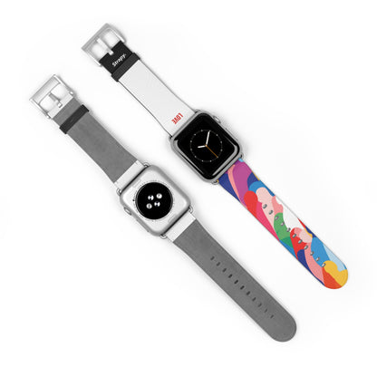 Motif abstrait Love is Love Pride - Bracelet/Bande Apple Watch en cuir