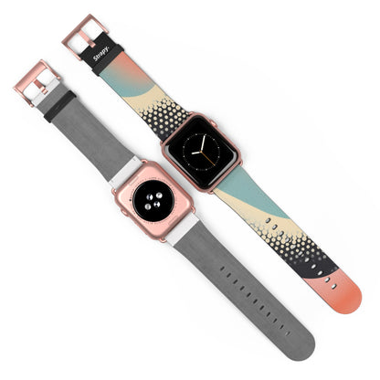 Abstract Risograph Pastel Polka Dots Snake Pattern - Leather Apple Watch Strap/Band