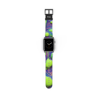 Motif de blobs acryliques surréalistes - Bracelet/Bande Apple Watch en cuir