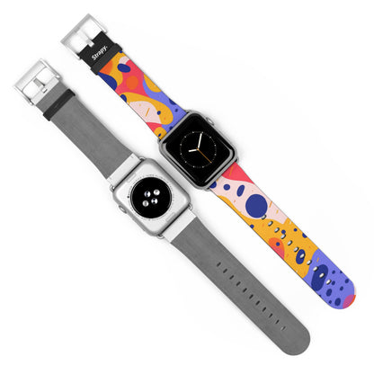 Abstract Art Pop Leopard Polka Dots Pattern - Leather Apple Watch Strap/Band