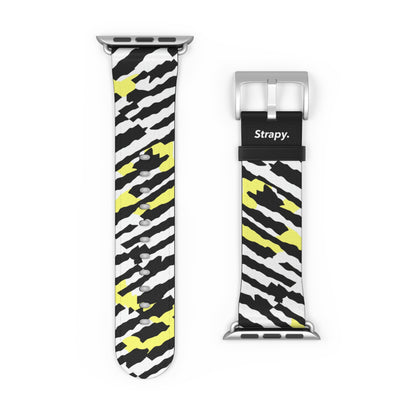 Digital Zebra Leopard Abstact Pattern Leather Apple Watch Band