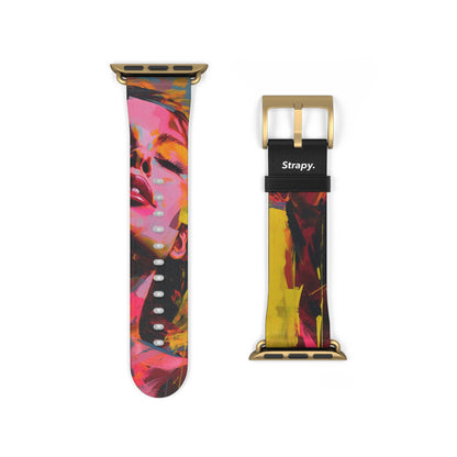 Art Pop Françoise Nielly Homage Close your eyes Leather Apple Watch Band