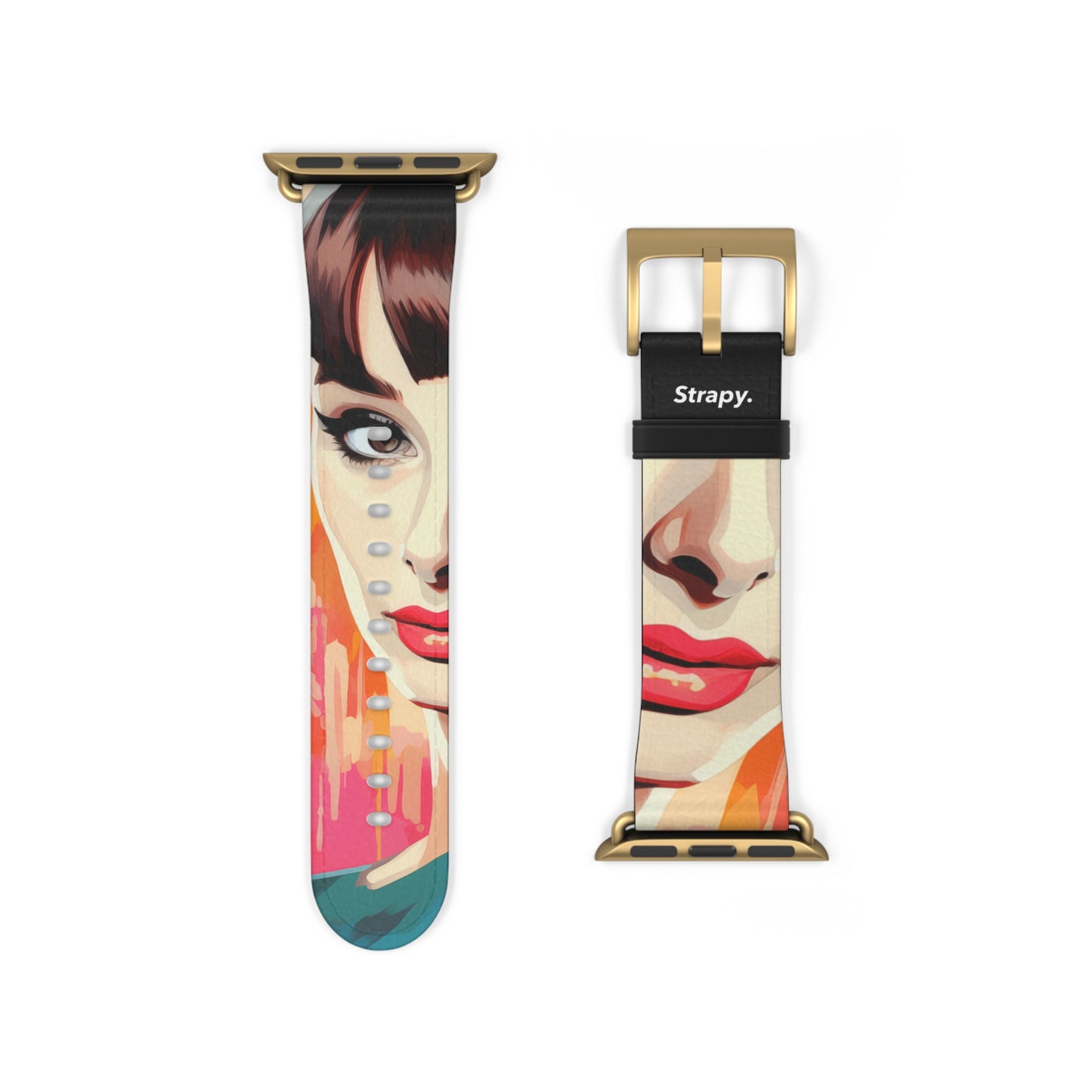 Art Pop Audrey Hepburn - Bracelet/Bande Apple Watch en cuir