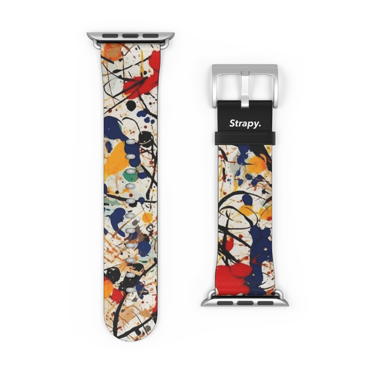 Spontaneous Abstract Jackson Pollock Homage Splatter Pattern Leather Apple Watch Band