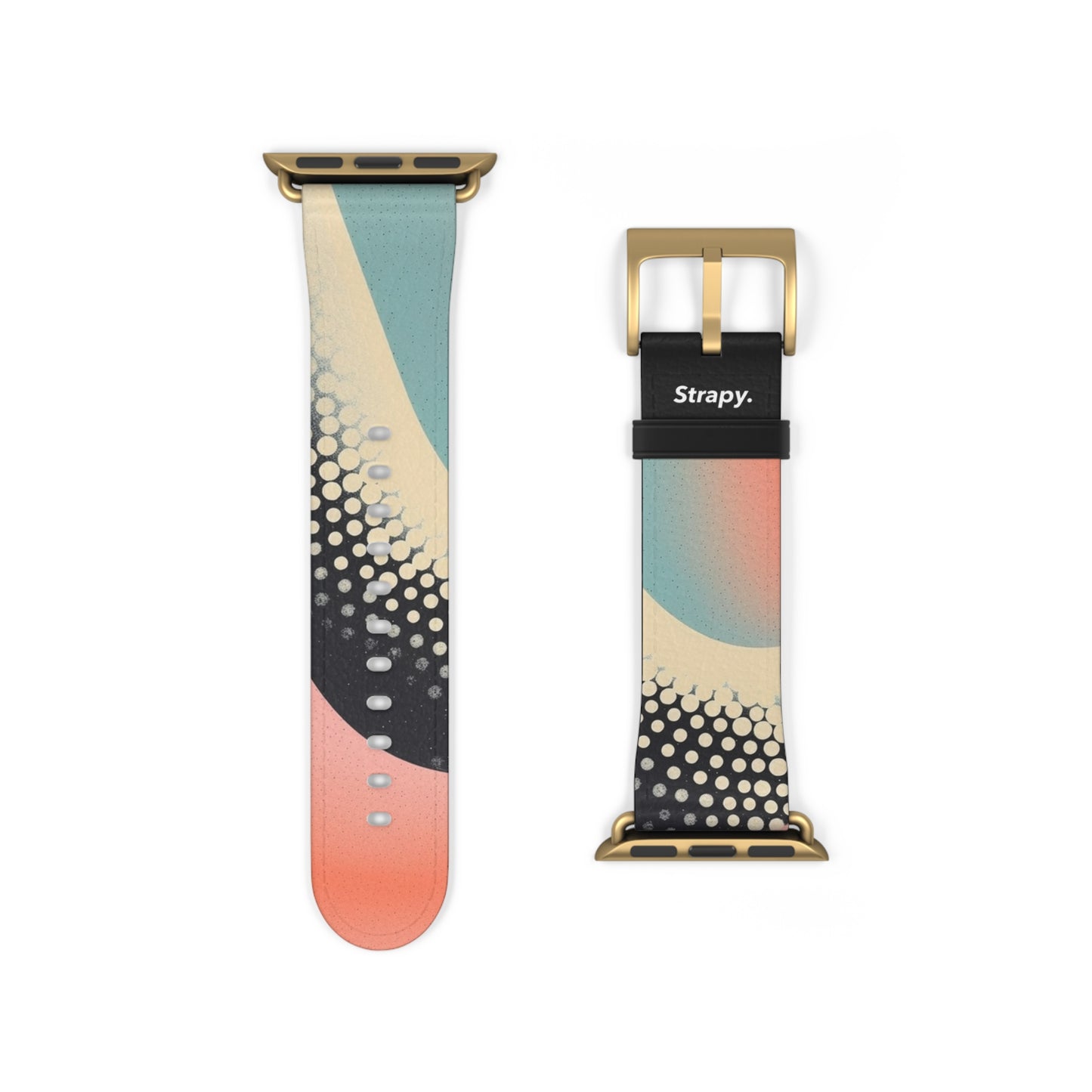 Abstract Risograph Pastel Polka Dots Snake Pattern - Leather Apple Watch Strap/Band