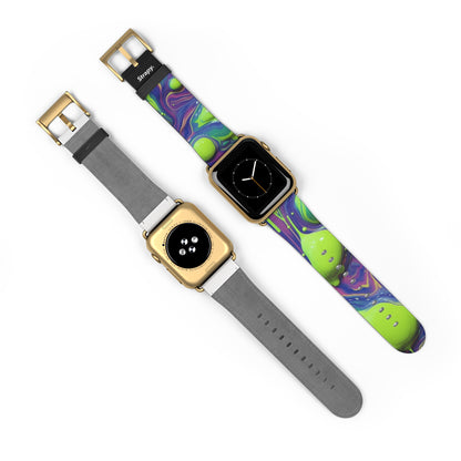 Surreal Acrylic Blobs Pattern - Leather Apple Watch Strap/Band