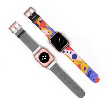 Abstract Art Pop Leopard Polka Dots Pattern - Bracelet/Bande Apple Watch en cuir