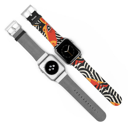 Motif abstrait de style Zebra Picasso - Bracelet/Bande Apple Watch en cuir