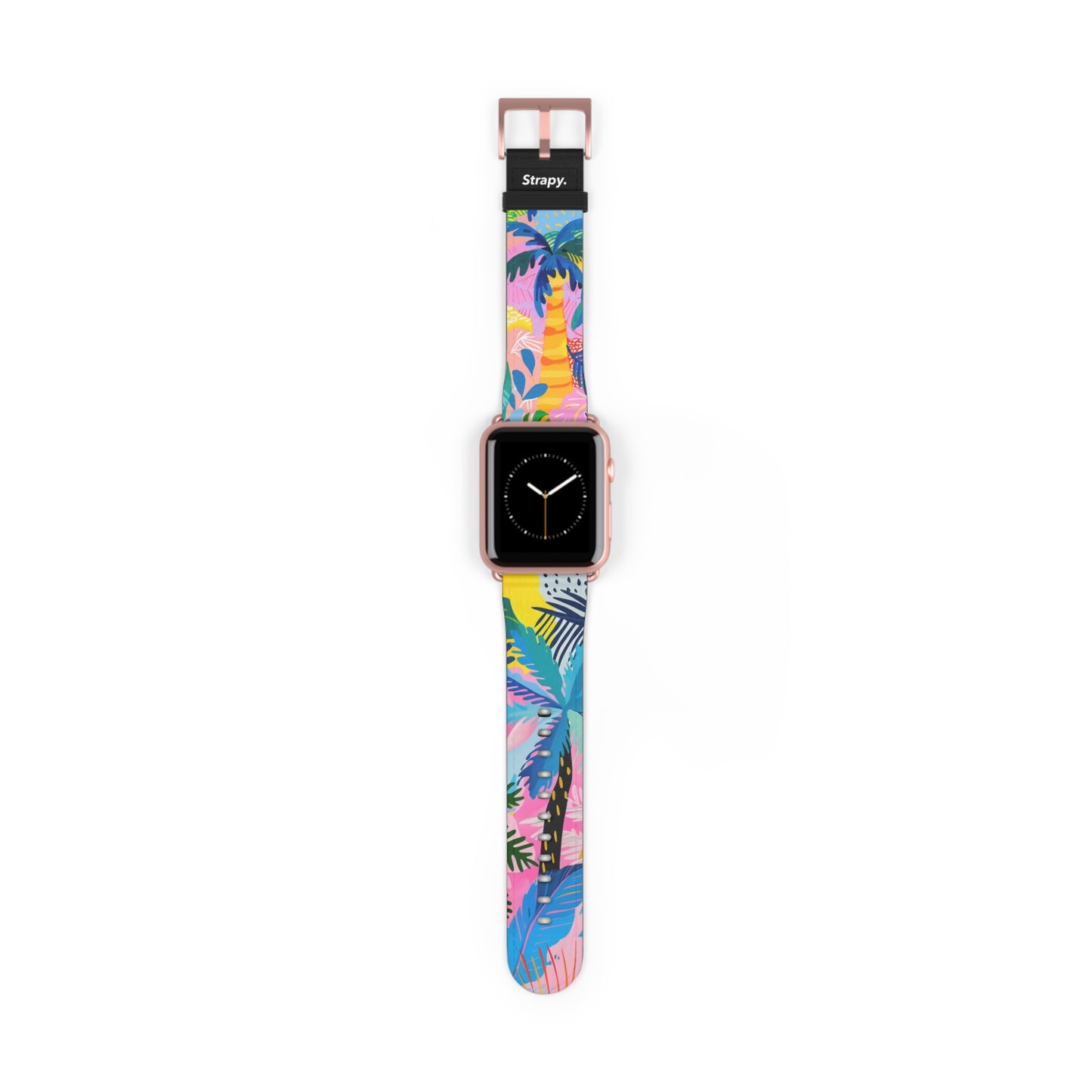 Summer Beach Palms Contemporary Pattern Leather Apple Watch Band