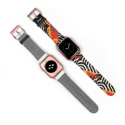 Abstraktes Zebra-Picasso-Muster – Apple-Watch-Armband aus Leder