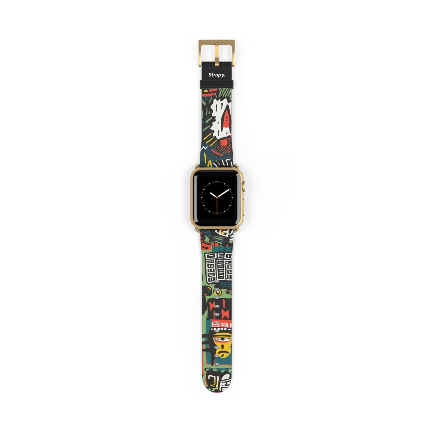 Abstract For The Culture Geometrisches Muster im Basquiat-Stil – Apple-Watch-Armband/Armband aus Leder