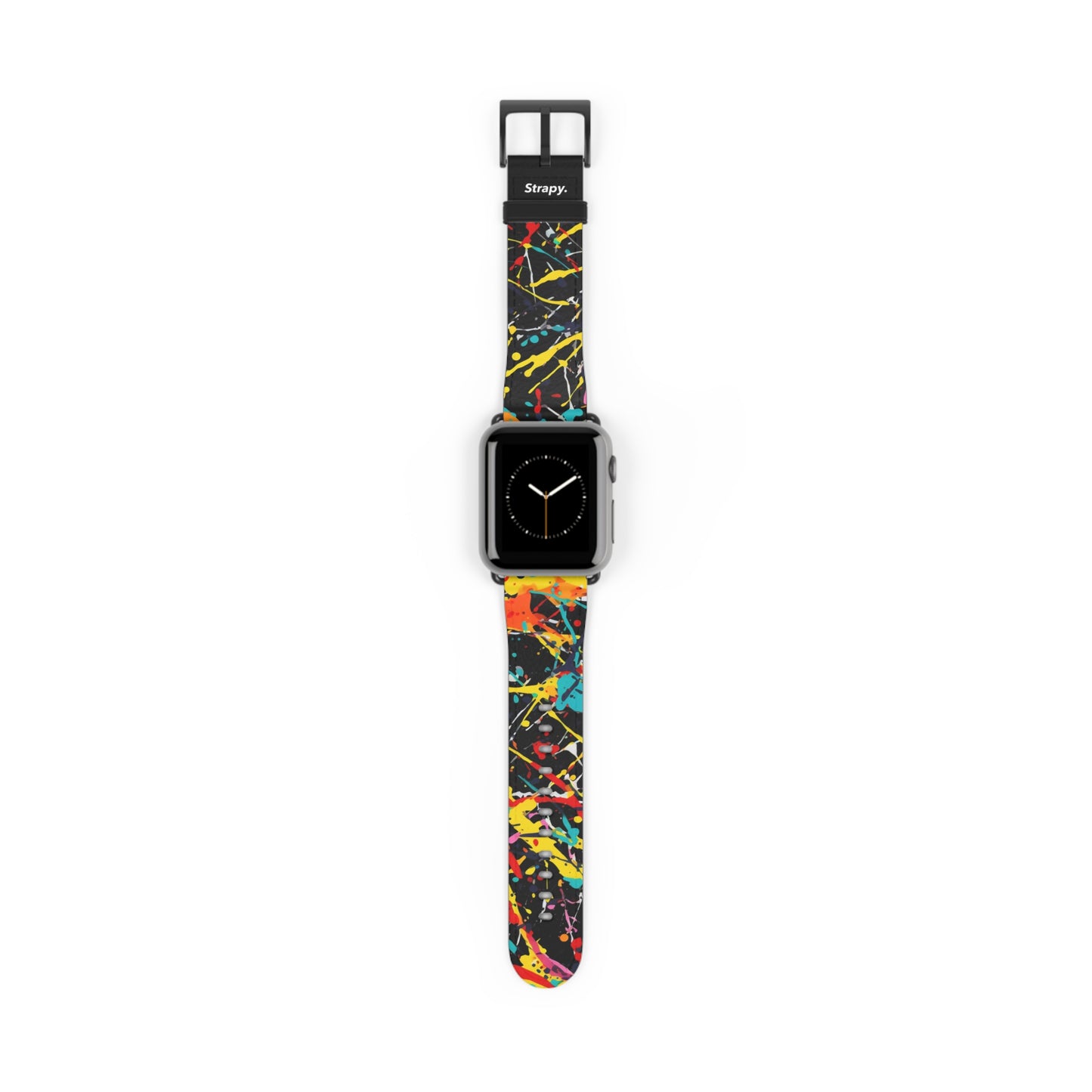 Jackson Pollock Homage Dark Splatter Pattern – Apple Watch Armband/Band aus Leder