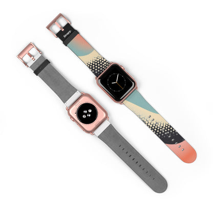 Motif serpent à pois pastel risographe abstrait - Bracelet/Bande Apple Watch en cuir