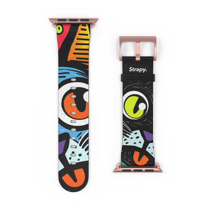 Chats Pop Art Abstrait - Bracelet/Bande Apple Watch en cuir