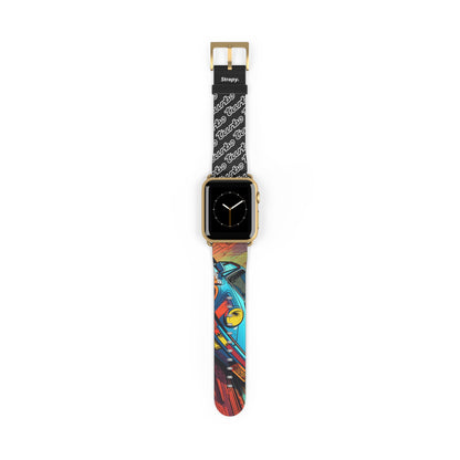 Art Pop Comic Porsche 911 Turbo Homage Leather Apple Watch Band