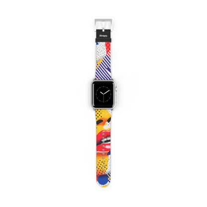 Art Pop Lichtenstein Homage Lips - Leather Apple Watch Strap/Band