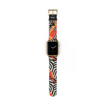 Motif abstrait de style Zebra Picasso - Bracelet/Bande Apple Watch en cuir