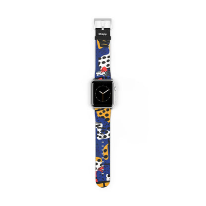 Abstract Zebras & Leopards Picasso Style Pattern - Leather Apple Watch Strap/Band